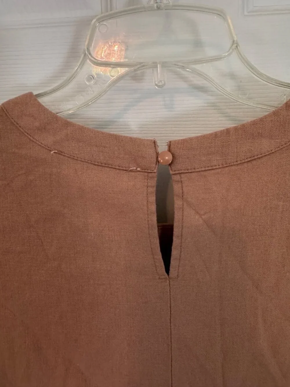 Adyson Parker Linen Blend Cap Sleeve Brown Baby Doll Mini Dress Size Medium - Picture 8 of 11